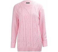 REAL LIFE FASHION LTD Womens Crew Neck Chunky Cable Knit Sweater Top Pullover Thick Sweatshirt Ladies Winter Warm Long Sleeve Jumper Baby Pink UK 14