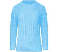 REAL LIFE FASHION LTD Womens Crew Neck Chunky Cable Knit Sweater Top Pullover Thick Sweatshirt Ladies Winter Warm Long Sleeve Jumper Sky Blue UK 12