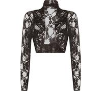 REAL LIFE FASHION LTD Womens Cropped Lace Bolero Shrug Ladies Long Sleeve Open Front Light Weight Stretchy Plain Bolero Cardigan Casual Summer Wear Fancy Party Wear Lace Shrug Plus Size 14-28 Schwarz