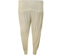 REAL LIFE FASHION LTD Womens Cuffed Bottom Baggy Harem Ali Baba Trousers Summer Sports Cuffed Pants Ladies Active Wear Yoga Pants Arabic Belly Dance Herem Pants Jogging Trousers (Cream UK 20-22)