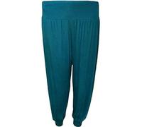 REAL LIFE FASHION LTD Womens Cuffed Bottom Baggy Harem Ali Baba Trousers#(Teal Plain Harem Trouser#UK 16-18#Womens)