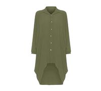 REAL LIFE FASHION LTD Womens Dip Hem High Low Button Collar Shirt Ladies Long Sleeve Dress Top Hi Lo Long Top Fancy Dress Party Wear Top Plus Size UK 8-26 Khaki