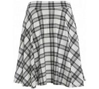 REAL LIFE FASHION LTD Womens Elasticated Waist Printed Flared Skirt Ladies Summer Casual Plus Size Plain Skater Skirt White Tartan UK 26-28