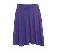 REAL LIFE FASHION LTD Womens Elasticated Waist Printed Flared Skirt Ladies Summer Casual Plus Size Plain Skater Skirt Purple UK 18