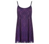 REAL LIFE FASHION LTD Womens Floral Lace Lined Cami Swing Dress Sleeveless Camisole Top Ladies Casual Wear Long Tunic Top Purple UK 24-26