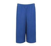 REAL LIFE FASHION LTD Womens Floral Print 3/4 Length Culottes Ladies Plain 3/4 Wide Leg Palazzo Shorts Casual Wear Elasticated Waist Culottes Party Wear Printed Shorts Royal Blue