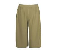 REAL LIFE FASHION LTD Womens Floral Print 3/4 Length Culottes Ladies Plain 3/4 Wide Leg Palazzo Shorts Casual Wear Elasticated Waist Culottes Party Wear Printed Shorts Khaki