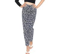 REAL LIFE FASHION LTD Womens Floral Print Trouser Ladies Straight Leg Trouser Elasticated Waist Stretchy Fancy Party Full Length Pants UK Plus Size UK 14-28