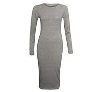 REAL LIFE FASHION LTD Womens Ladies Celebrity Inspired Long Sleeve Bodycon Midi Calf Length Dress Light Grey