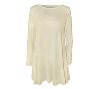 REAL LIFE FASHION LTD Women's Long Sleeve Plain Round Neck Swing Dress Ladies Casual, Comfortable & Versatile Plus Size Dress for Daytime Outings or Evening Wear, UK Sizes 8-26 Cream