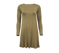 REAL LIFE FASHION LTD Women's Long Sleeve Plain Round Neck Swing Dress Ladies Casual, Comfortable & Versatile Plus Size Dress for Daytime Outings or Evening Wear, UK Sizes 8-26