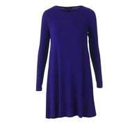 REAL LIFE FASHION LTD Women's Long Sleeve Plain Round Neck Swing Dress Ladies Casual, Comfortable & Versatile Plus Size Dress for Daytime Outings or Evening Wear, UK Sizes 8-26 Navy