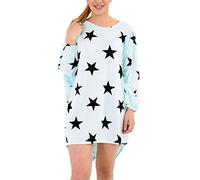 REAL LIFE FASHION LTD Womens Long Sleeve Round Neck Batwing Top Ladies Star Printed Baggy Tunic Back Dress Top Long Shirt Casual Wear Fancy Party Shirt Xmas Star Shirt Plus Sizes 8-26 Mint