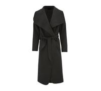 REAL LIFE FASHION LTD Womens Long Sleeves Long French Belted Trench Waterfall Duster Coat#(Black Plain Duster Coat#UK 20-22#Womens)