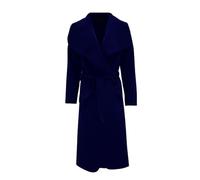 REAL LIFE FASHION LTD Womens Long Sleeves Long French Belted Trench Waterfall Duster Coat#(Navy Plain Duster Coat#UK 12-14#Womens)