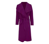 REAL LIFE FASHION LTD Womens Long Sleeves Long French Belted Trench Waterfall Duster Coat#(Purple Plain Duster Coat#UK 20-22#Womens)