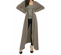 REAL LIFE FASHION LTD Womens Long Sleeves Open Front Collared Maxi Cardigan Top#(Mocha Plain Shirt#UK 16-18#Womens)