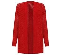 REAL LIFE FASHION LTD Womens Open Front Pocketed Knitwear Sweater Ladies Long Sleeves Sweater Casual Wear Winter Warm Fancy Party Cable Knitted Grandad Cardigan UK Plus Sizes 8-22 Red