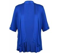 REAL LIFE FASHION LTD Womens Turn Up Button Sleeves Open Front Waterfall Cardigan Ladies Open Front Dip Hem Cardigan Casual Wear Fancy Party Cardigan Top Plus Sizes UK 14-30 Royal Blue