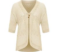 REAL LIFE FASHION LTD Womens Open Front Winter Bolero Shrug Short Sleeve Tied Front Cardigan Top Ladies Winter Warm Crochet Knit Bolero Sweater Stone UK 16-18