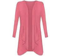 REAL LIFE FASHION LTD Womens Open Front Winter Sweater Long Sleeve Waterfall Jumper Top Ladies Winter Warm Boyfriend Cardigan Coral UK 16-18