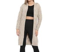 Womens Knitted Hooded Cardigan Ladies Long Sleeve Open Front Chunky Cable Knitted Sweater Oversized Knit Long Jumper Christmas Winter Warm Wear Fancy Party Xmas Hooded Cardigan Plus Size S-XL