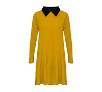 REAL LIFE FASHION LTD Womens Peter Pan Collar Swing Dress Ladies Long Sleeve Midi Dress Halloween Christmas Night Out Party Wear Swing Dress Plus Size UK 8-26 Mustard