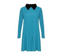REAL LIFE FASHION LTD Womens Peter Pan Collar Swing Dress Ladies Long Sleeve Midi Dress Halloween Christmas Night Out Party Wear Swing Dress Plus Size UK 8-26 Turquoise