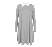 REAL LIFE FASHION LTD Womens Peter Pan Collar Swing Dress Ladies Long Sleeve Midi Dress Halloween Christmas Night Out Party Wear Swing Dress Plus Size UK 8-26 Light Grey