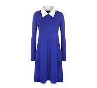 REAL LIFE FASHION LTD Womens Peter Pan Collar Swing Dress Ladies Long Sleeve Midi Dress Halloween Christmas Night Out Party Wear Swing Dress Plus Size UK 8-26 Royal Blue