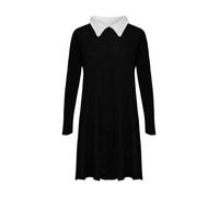REAL LIFE FASHION LTD Womens Peter Pan Collar Swing Dress Plus Size Outfit Ladies Christmas Dinner Long Sleeve Dress (Black/White Collar UK 24-26)