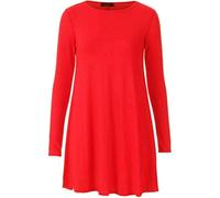 REAL LIFE FASHION LTD Womens Plain Jersey Long Sleeve Swing Flared Dress Ladies Round Neck Stretch Short Midi Dress Plain & Printed Casual Summer Wear Dress UK 8-26