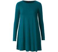 REAL LIFE FASHION LTD Womens Plain Jersey Long Sleeve Swing Flared Dress Ladies Round Neck Stretch Short Midi Dress Plain & Printed Casual Summer Wear Dress UK 8-26