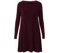 REAL LIFE FASHION LTD Womens Plain Jersey Long Sleeve Swing Flared Dress Ladies Round Neck Stretch Short Midi Dress Plain & Printed Casual Summer Wear Dress UK 8-26