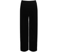 REAL LIFE FASHION LTD Womens Plain Velour Velvet Elasticated Wide Leg Pocket Trouser Womens Palazzo Plain Casual Wear Stretched Trouser Pants Black UK 12-14