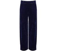 REAL LIFE FASHION LTD Womens Plain Velour Velvet Elasticated Wide Leg Pocket Trouser Womens Palazzo Plain Casual Wear Stretched Trouser Pants Navy UK 12-14