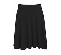 REAL LIFE FASHION LTD Womens Plus Size Elasticated Waist Plain and Printed Flared Skirt Ladies Flared Skater Midi Skirt Casual Wear Summer Elastic Waist Skater Skirt UK Size 14-28 Black