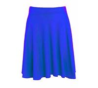 REAL LIFE FASHION LTD Womens Plus Size Elasticated Waist Plain and Printed Flared Skirt Ladies Flared Skater Midi Skirt Casual Wear Summer Elastic Waist Skater Skirt UK Size 14-28 Royal Blue