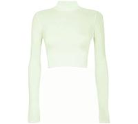 REAL LIFE FASHION LTD Womens Polo Neck Cropped Top Ladies Long Sleeve Turtle Neck Slim Fit Plain Crop Top Basic Shirt Top Casual Summer Wear Fancy Party Beach Wear Cropped Top Plus Size 8-14 Cream