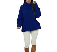 REAL LIFE FASHION LTD Womens Polo Turtle Neck Chunky Knitted Sweater Ladies Long Sleeve High Roll Oversized Sweatshirt Christmas Winter Warm Fancy Party Xmas Jumper Top Plus Size 8-30 Royal Blue