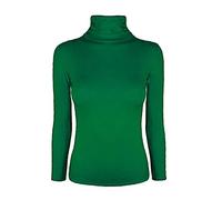 REAL LIFE FASHION LTD. Womens Polo Turtle Neck Jumper Top Ladies Full Sleeve Stretch Jumper Top#(Jade Green Polo Neck Plain Jumper#UK 8-10#Womens)