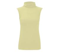 REAL LIFE FASHION LTD. Womens Polo Turtle Neck Sleeveless Top Ladies Stretch Jumper Bodycon Top #(Cream Polo Neck Plain Top#UK 16-18#Womens)