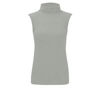 REAL LIFE FASHION LTD. Womens Polo Turtle Neck Sleeveless Top Ladies Stretch Jumper Bodycon Top #(Light Grey Polo Neck Plain Top#UK 20-22#Womens)