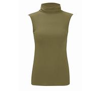 REAL LIFE FASHION LTD. Womens Polo Turtle Neck Sleeveless Top Ladies Stretch Jumper Bodycon Top #(Mocha Polo Neck Plain Top#UK 16-18#Womens)