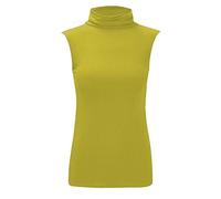 REAL LIFE FASHION LTD. Womens Polo Turtle Neck Sleeveless Top Ladies Stretch Jumper Bodycon Top#(Mustard Polo Neck Plain Top#UK 12-14#Womens)