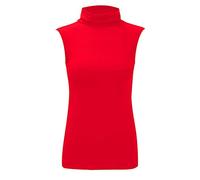 REAL LIFE FASHION LTD. Womens Polo Turtle Neck Sleeveless Top Ladies Stretch Jumper Bodycon Top#(Red Polo Neck Plain Top#UK 8-10#Womens)