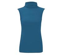 REAL LIFE FASHION LTD. Womens Polo Turtle Neck Sleeveless Top Ladies Stretch Jumper Bodycon Top #(Teal Polo Neck Plain Top#UK 24-26#Womens)