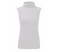 REAL LIFE FASHION LTD. Womens Polo Turtle Neck Sleeveless Top Ladies Stretch Jumper Bodycon Top#(White Polo Neck Plain Top#UK 12-14#Womens)