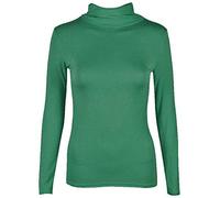 REAL LIFE FASHION LTD Womens Polo Turtle Neck Tshirt Long Sleeve Jumper Casual Wear Outdoor Summer Top Party Wear Sleeve Shirt (Bottle Green Long Sleeve Polo Jumper UK 12-14)