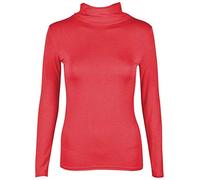 REAL LIFE FASHION LTD Womens Polo Turtle Neck Tshirt Long Sleeve Jumper Casual Wear Outdoor Summer Top Party Wear Sleeve Shirt (Red Long Sleeve Polo Jumper UK 20-22)